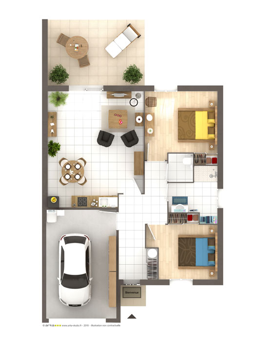 plan maison plain pied senior